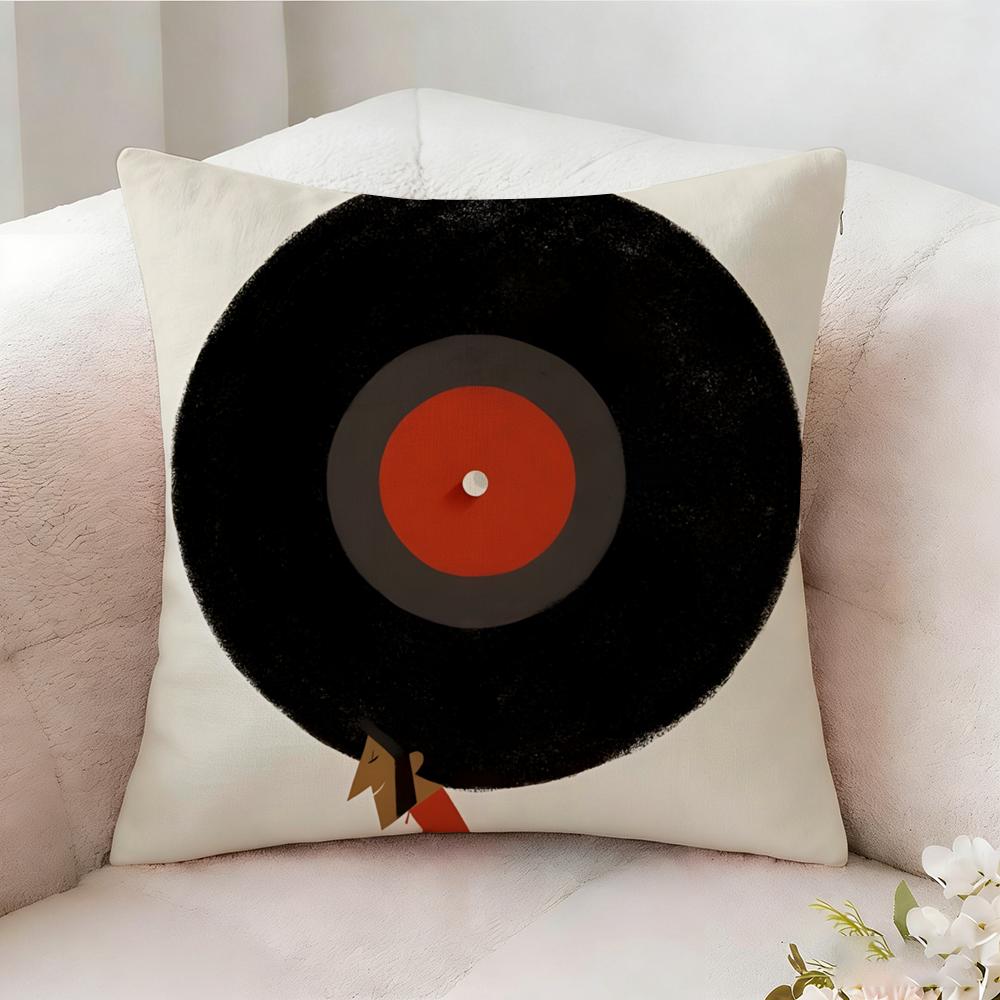 Simple Stylish Music Record Design Pillow Case Pillowcase Doublesided Printed Sofa Cushion Bedroom Headboard Pillow