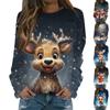 Women's Casual Fashion Christmas Print Long Sleeve O Neck Pullover Top Blouse Sweatshirt
