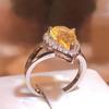 Роскошные серебряные цветные необычные желтые кольца с фианитами для женщин, свадебная церемония, подарок на день рождения, блестящие ювелирные изделия с кубическим цирконием