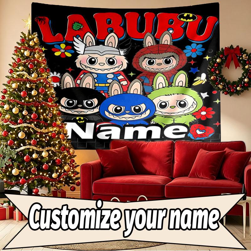 Персонализированный гобелен с принтом Labubu, Декор для стен, Спальня, Общежитие, Квартира, Гостиная, Фон для вечеринки, Подарок на день рождения