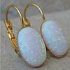 Elegant Women Luxury Gold Color White Stone Drop Earrings Party Jewelry Gifts