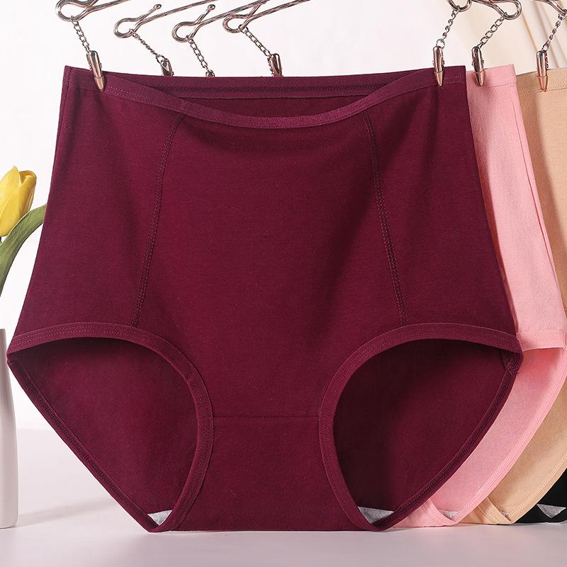 Женские трусики с высокой талией красного цвета для женщин среднего возраста и пожилых людей, большие размеры