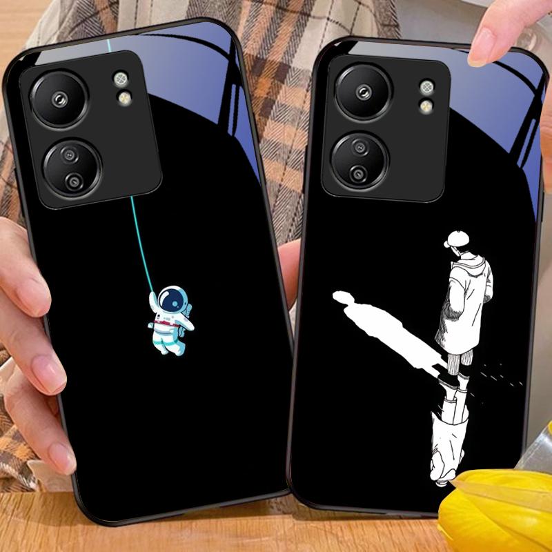 Забавные Дьявольские Глаза Для Xiaomi Redmi 13C Note13 12 Pro Plus 5G Note 9 13T Pro POCO X6 F5 F6 Черный Чехол для Телефона из Закаленного Стекла
