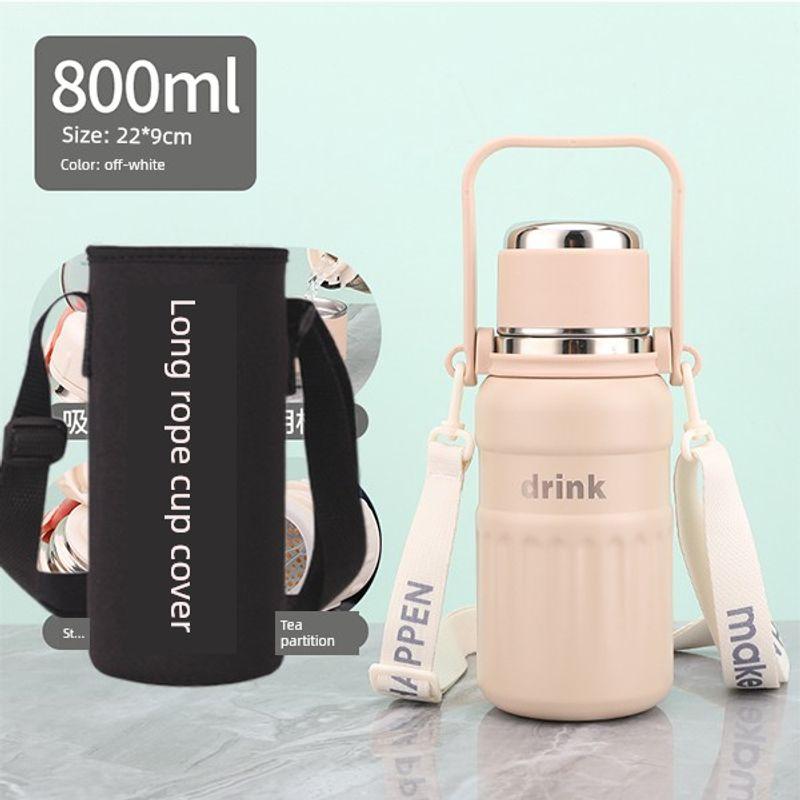 Double-Drink Student Large-Capacity Thermos Cup 316 Stainless Steel Sports Cross-Body Water Cup Special Cup for School and Travel