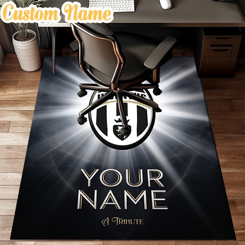 Custom Name Juventus Football Crest Rug Office Rug Chair Mat Non Slip Carpet Rugs for Bedrooms Dining Room Living Room Home Decor gifts