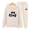 Мужские и женские толстовки, спортивные костюмы, толстовки с капюшоном для бега, комплект мужских и женских толстовок с принтом My King, уличная одежда, спортивный костюм, свободные топы
