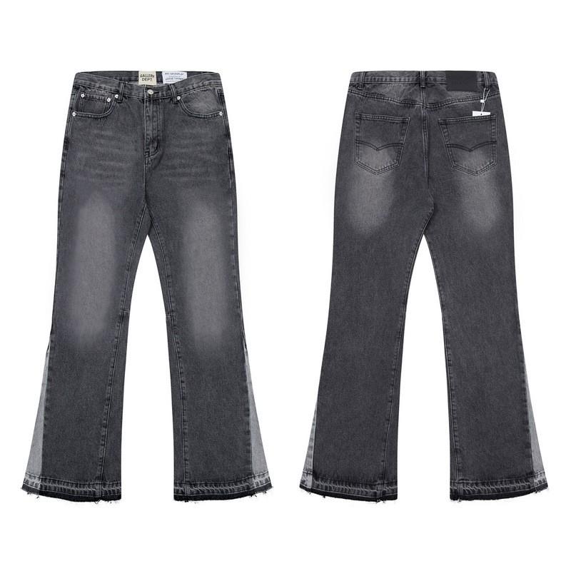 Mens High-waisted Flared Jeans Straight Leg Full Length Vintage Style Micro Stretch Casual