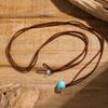 Двойная ключичная цепочка чокер этнический стиль бирюзовый простой милый крутой кулон