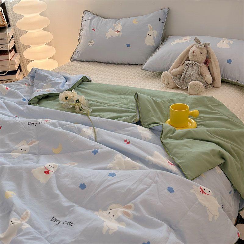 Квилт с цветочным принтом, мягкий, приятный к коже, дышащий, летнее одеяло с ультразвуковой вышивкой, летнее машинная стирка, покрывало