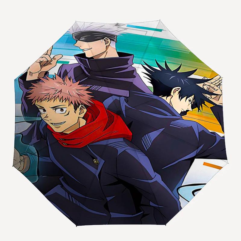 1pc Jujutsu Kaisen Characters Auto-Folding Umbrella Portable 3-Fold Design with Iron Frame, Perfect for Outdoor Use, Travel, Daily Life, and Gift Givi