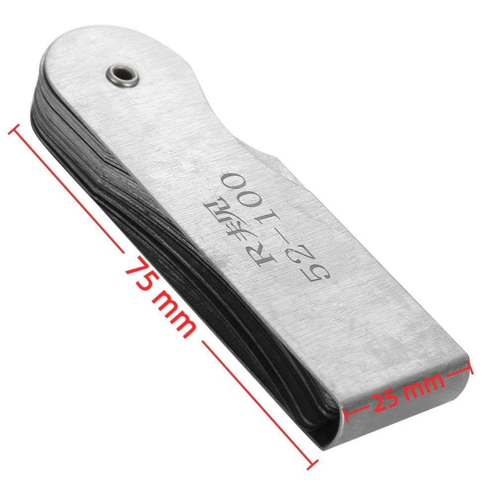 R25-50mm / R52-100mm Range Radius Gauge Set 16 Leaves Stainless Steel Concave Convex Measuring Tool Leaf-Type Gauge