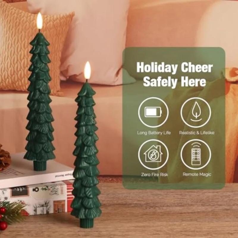 Christmas Tree Shaped Candles with Gold Powder Decorative Table Ornaments for Home Party New Year Xmas Festival Holiday Decoration