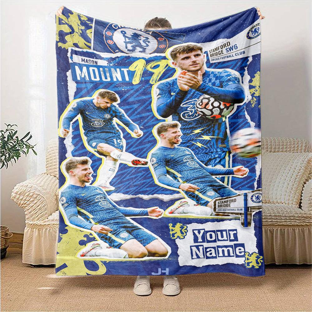 Chelsea Fc Football Player Personalized Text Blanket Gift Personalized Blanket Ultra-Soft Suitable for Bed Chair Living Room Bedding All-Season Use