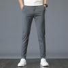 Summer Thin Section Casual Trousers Men Straight Stretch Ice Silk Loose Men's Trousers Elastic Waist Slim Section Small Suit Trousers Tide