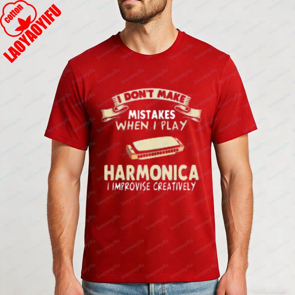 Harmonica Music Quote Design Unisex Cotton TShirt Casual Summer Beach Wear For Men And Women With Fun Humor Statement