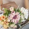 Plastic Artificial Dahlia Rose Flowers Realistic Fake Flowers  Living Room Decor