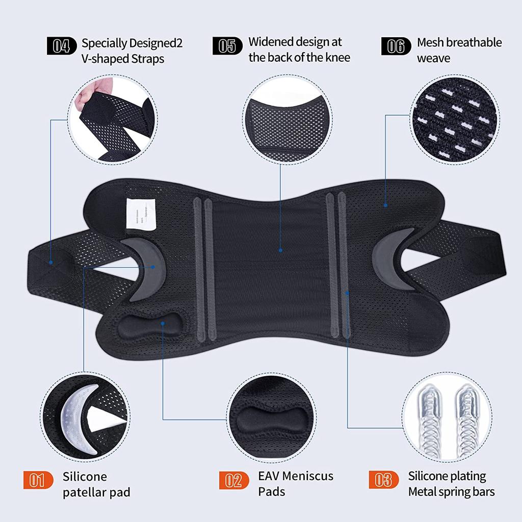 1 Piece Breathable Knee Brace with Side Stabilizers