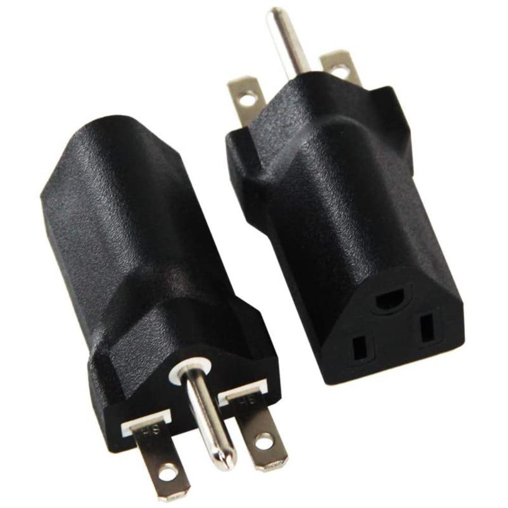 2pcs Black 6-15P To 5-15R American Plug Adapter Nema 6-15R American Gauge Adapter Electrician