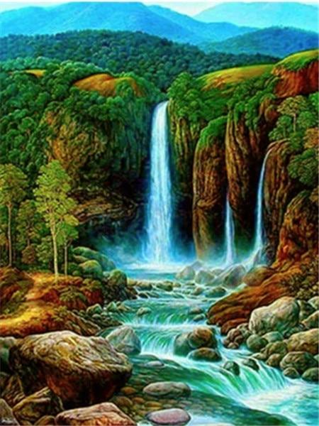 Полный квадратный/круглый алмазная живопись Пейзаж 5D DIY Алмазная вышивка Распродажа Водопад Стразы Мозаика Настенное искусство