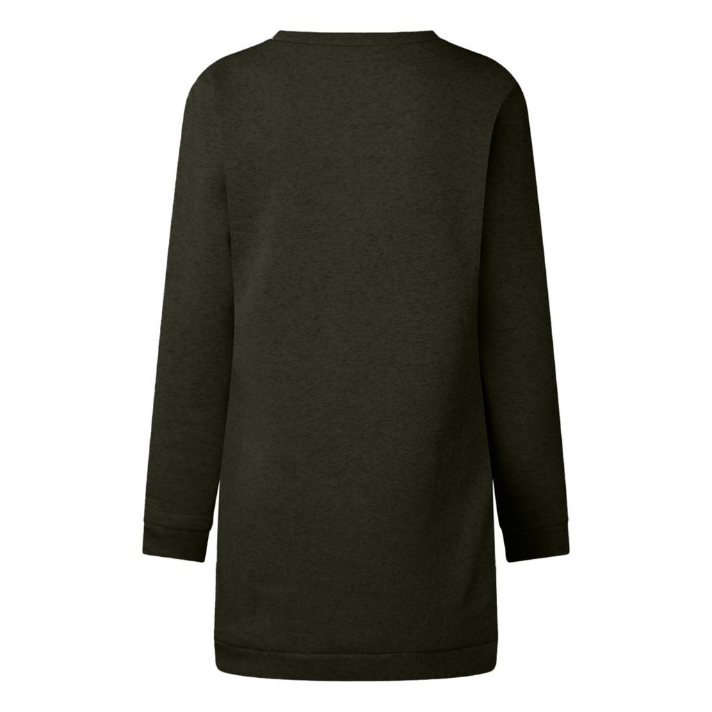 Женское осенне-зимнее однотонное платье-свитер с круглым вырезом и длинными рукавами