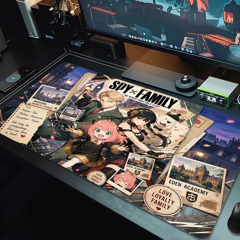 Коврик для мыши аниме Spy x Family, большой, для игровой поверхности стола, противоскользящий, для ноутбука, планшета, большой коврик для мыши XXL, мини-ПК, игровой коврик с заблокированным краем