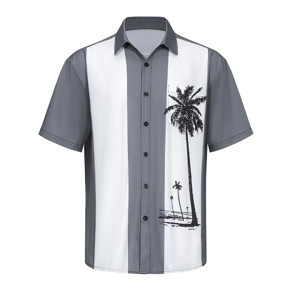 Hawaiian Shirt For Men, Men's Vintage Button Down Bowling Shirts Short Sleeve Summer Beach Shirt