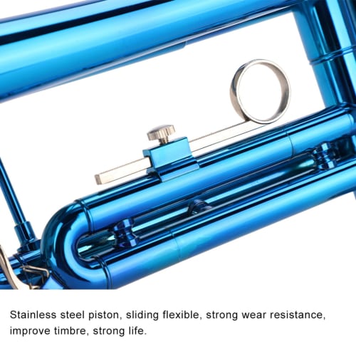 Professional Trumpet, Brass Instrument, Excellent Resonance, Fine Tone, Suitable for Beginners (Blue)