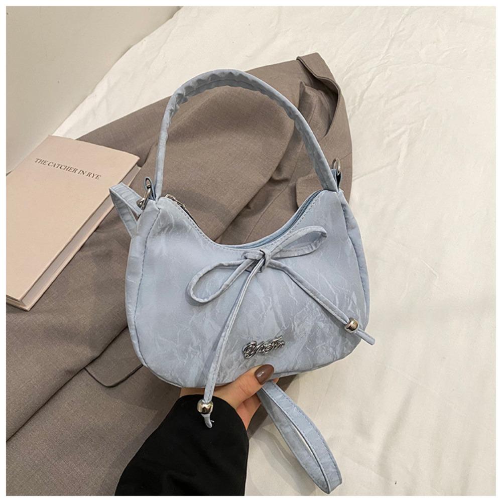 Underarm Bag Solid Color Shoulder Bag High-end Portable Crossbody Bag Butterfly Knot Small Size Handbag Versatile Use