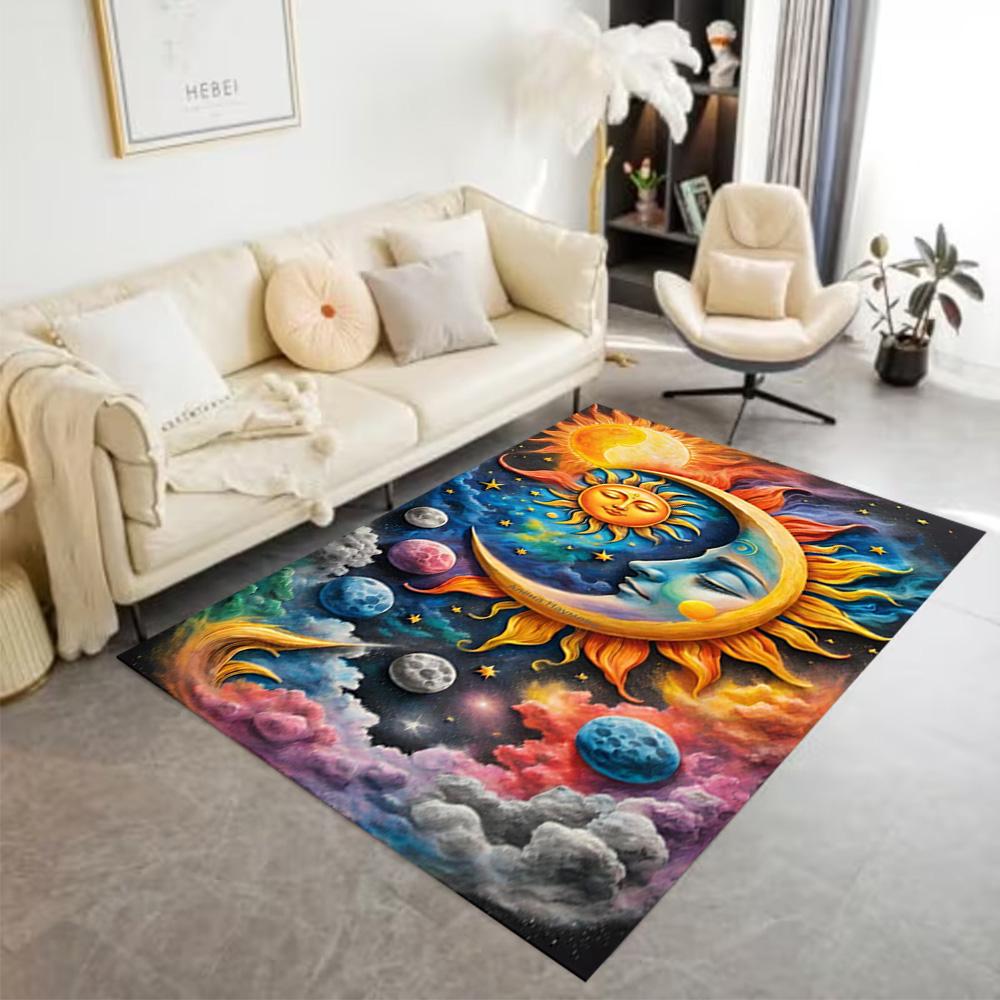 Sun and Moon Design Rug Home Carpet Non Slip Office Decor Gift Living Room Bedroom