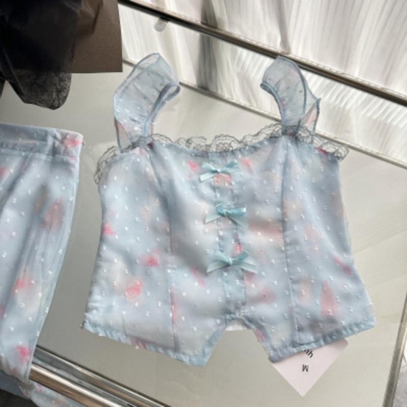 Синий комплект из 2 предметов платья 2025 Лето Французский ретро Элегантный облегающий топ Y2k + милые юбки Сказочный стиль Эстетика пляжной вечеринки