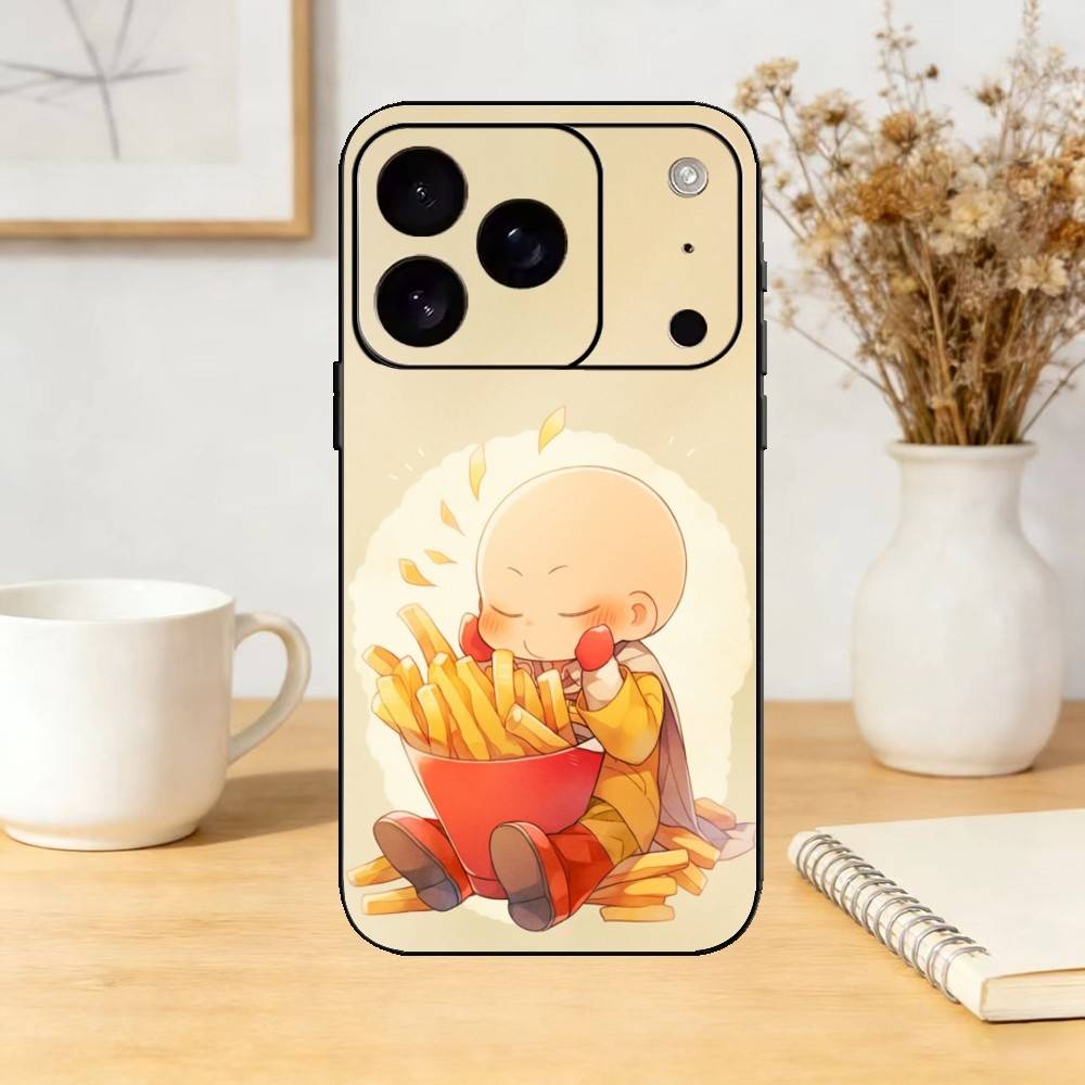 Чехол для телефона One P-Punch S-Saitama M-Man Для iPhone 17,16,15,14,13,12,11 Plus,Pro Max,SE4 Мягкий Силиконовый Черный Чехол