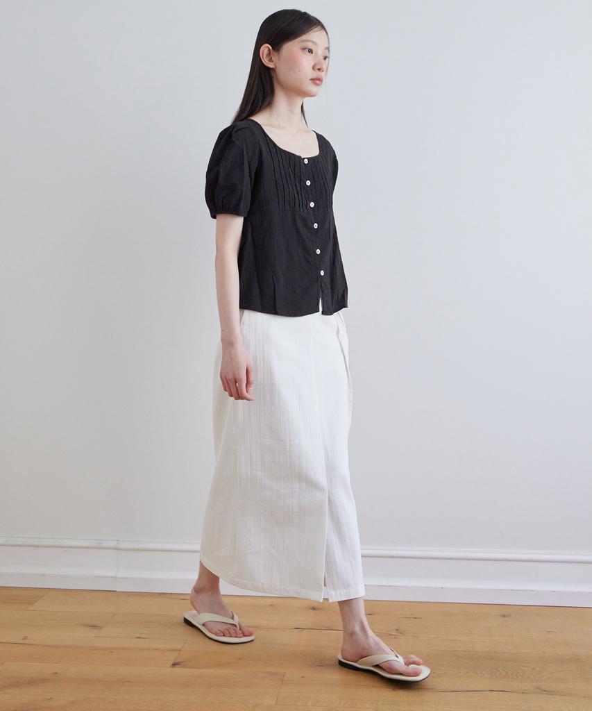 Step Around Belted H-Line Skirt_White