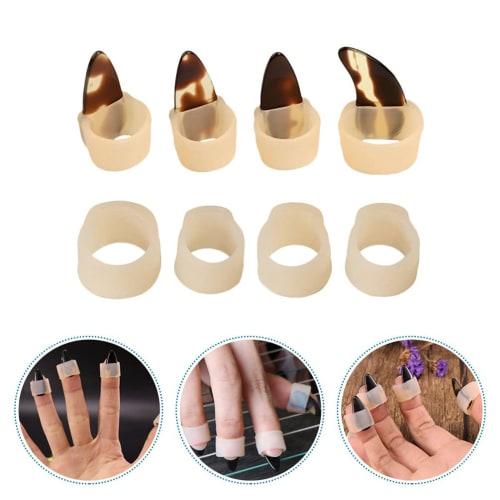 EXCEART Thumb Picks, Guitar Finger Picks, Finger Protectors, 8-Piece Set, Fingernail Protection for DIY Folk Guitar, Bass, and Ukulele, Ages 4-7