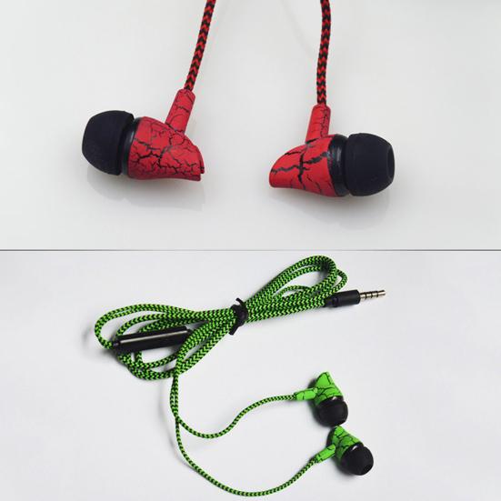 Модные наушники-вкладыши с треснувшим принтом, регулятором громкости на проводе и универсальным плетеным кабелем