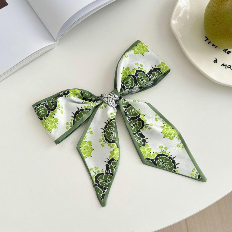 Silk Scarf Long Strip New Small Fresh Pastoral Headscarf Bow Headband Tied Bag Streamer Decorative Scarf Belt