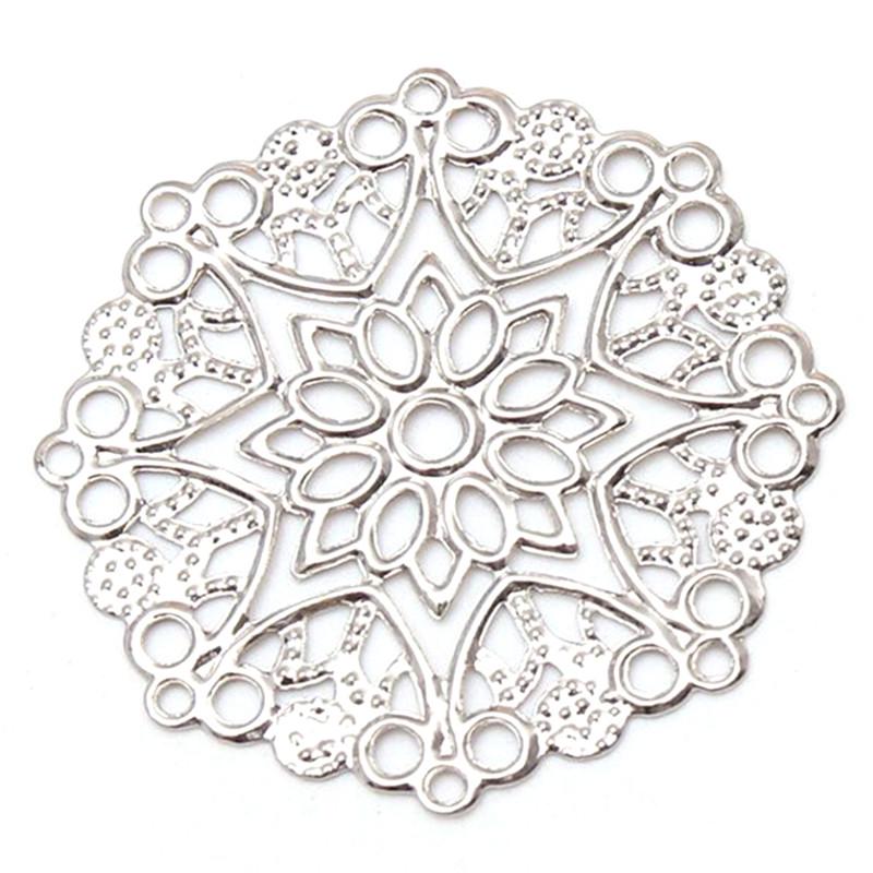 50 шт. бронзовые филигранные цветочные соединители для рукоделия, аксессуары для изготовления ювелирных изделий