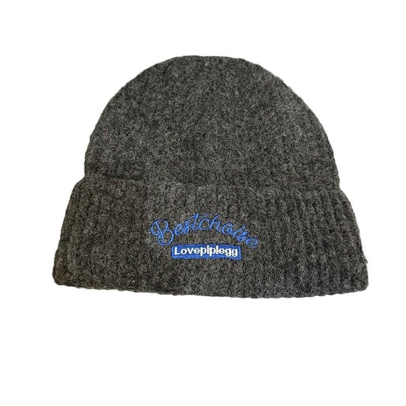 Вязаная модная шапка с буквенным принтом, теплая шапка с защитой ушей для ношения на открытом воздухе