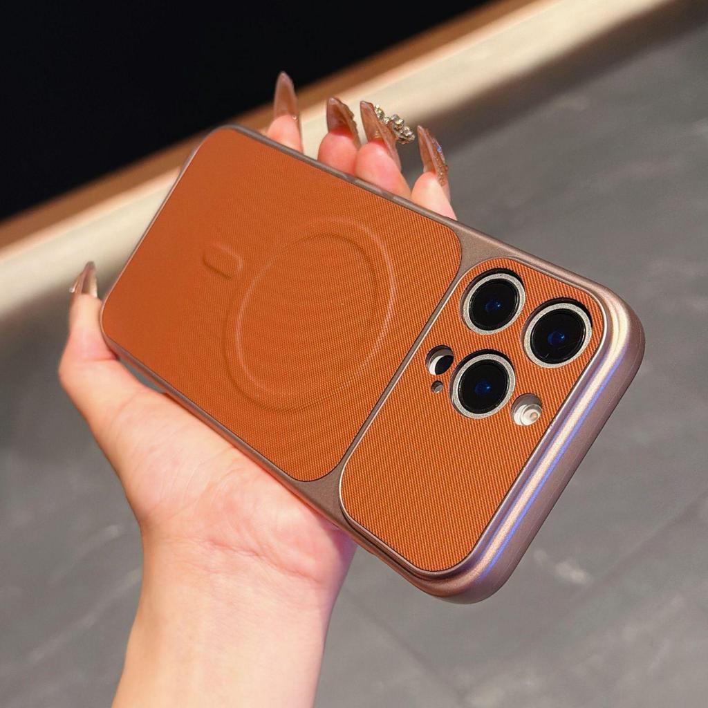 Премиальный кожаный магнитный чехол для iPhone 17, ударопрочный, с большим окном для 16 Pro Max