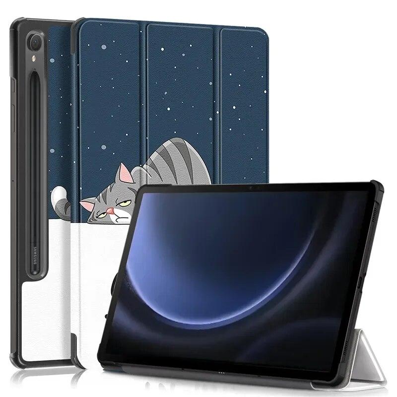 Кожаный чехол для планшета Samsung Galaxy Tab S9 FE S9FE 2023, чехол 10,9 дюйма, складная магнитная подставка, чехол Smart Folio для планшета Samsung Tab S9 FE