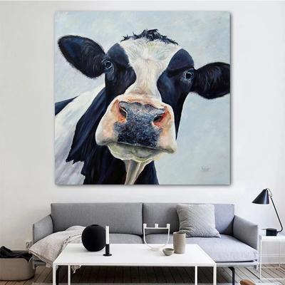Скандинавские животные, милая корова, картина, холст, картина, постер, современное искусство, настенная живопись, украшение для дома, гостиной, спальни, детской комнаты