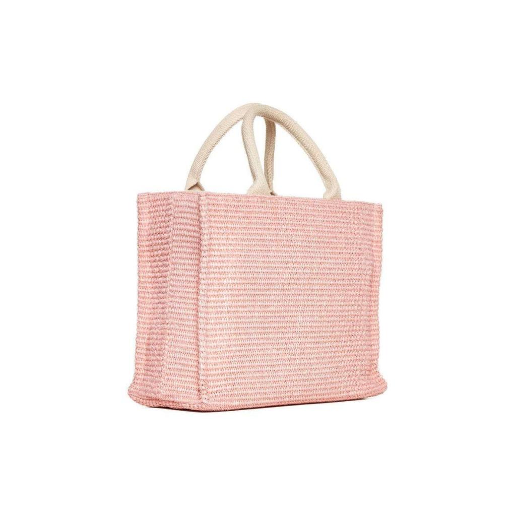 Marni Retro Woven Design Brand Letter Print Cotton Polyester Blend Tote Bag Women Bags Light-Pink SHMP0077U0P386000C09