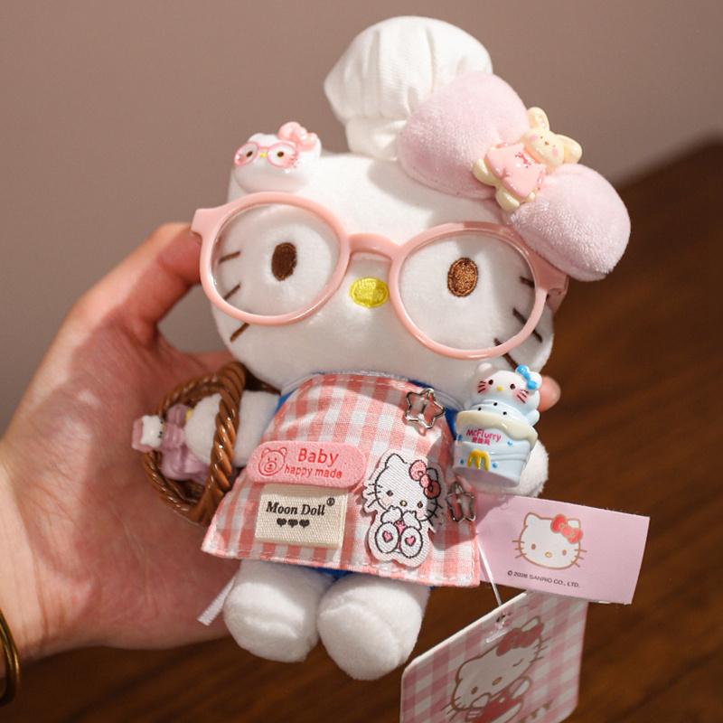 Плюшевые игрушки Hello Kitty 15 см Котенок Китти Мягкая подвеска Брелок Кавайные игрушки Коллекция Хобби Игрушки для Декора Очаровательные Подарки на День Рождения