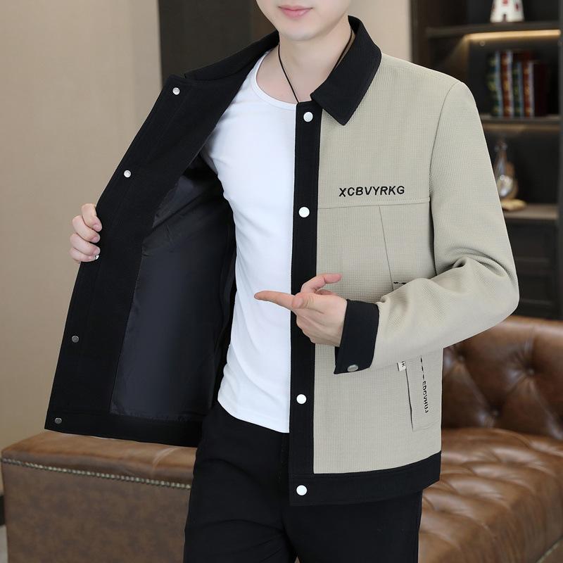 Осенне-зимний новый стиль пиджака с лацканами Красивый молодой и среднего возраста повседневный модный пиджак кардиган пальто мужская одежда