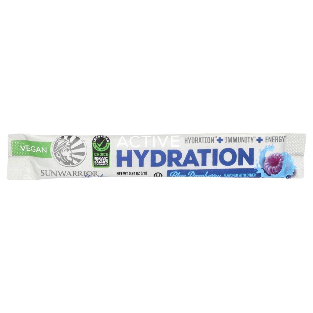 Sunwarrior Sport, Active Hydration, Blue Raspberry, 18 Packs, 0.24 Oz (7 G) Each