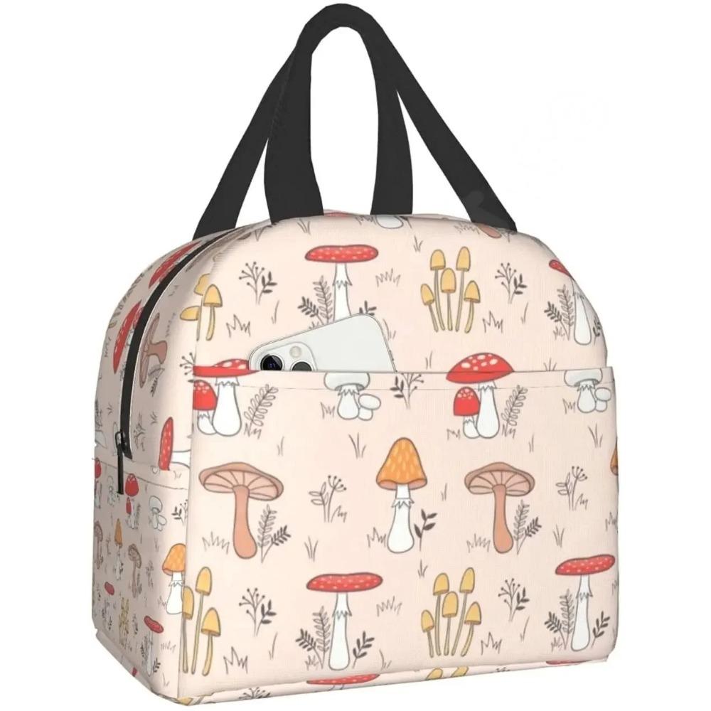 Сумка для ланча для женщин и мужчин с изображением грибов, многоразовая, изолированная, охлаждающая, ланч-бокс, милый, забавный контейнер, держатель для ланча, портативная сумка
