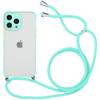 Case - for iPhone - 13 Pro Max - Semi-Transparent - Frosted - Turquoise Lanyard