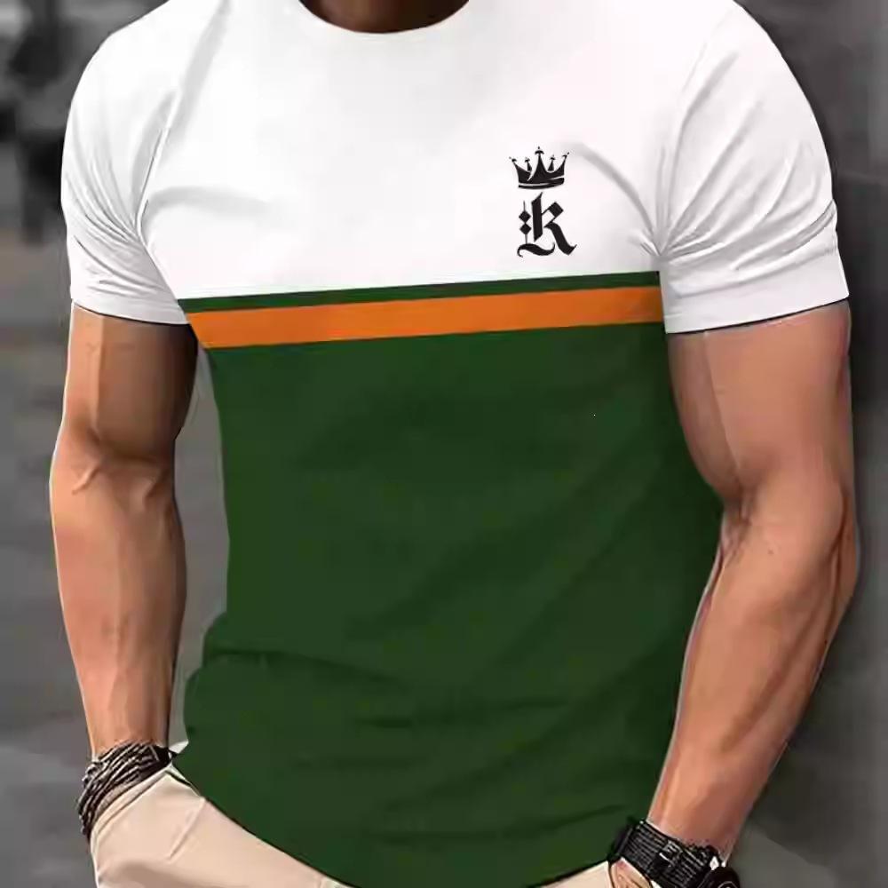 26. New popular casual and comfortable short-sleeve T-shirt, 3D printing technology, suitable for layering and outerwear, loose striped short-sleeve