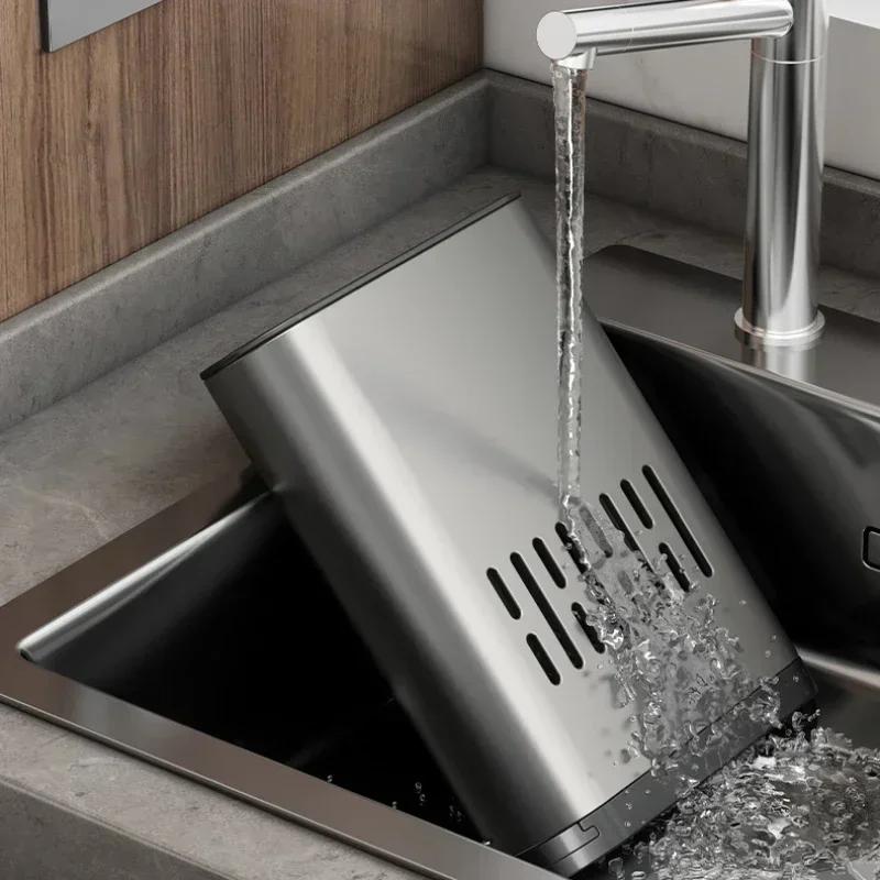 Кухонное хранение Подставка-тубус для палочек Настенная подвесная Без сверления Слив Алюминиевая клетка для палочек Хранение Кухонный органайзер