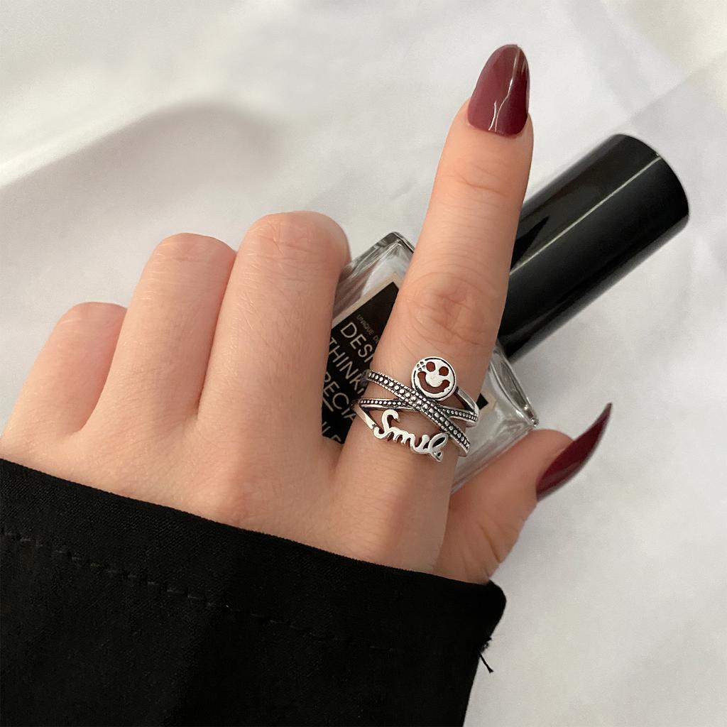 Letter Punk Style Retro Ring Open Ring Party Concert Fashion Jewelry Gift