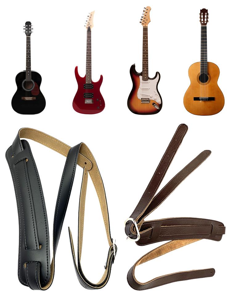 Кожаный Мягкий Ремень Регулируемой Длины Ремень для Фольклорной Гитары с Наплечником Ремень для Электрогитары для Акустической Электрической Фольклорной Бас-гитары